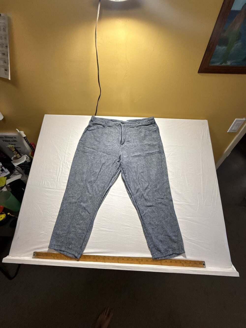 Liz Claiborne Casual Pants Size 16 Blue Gray Heathered Pocket